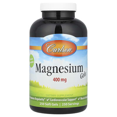 Carlson, Magnesium Tablets, 400 mg, 250 Softgels