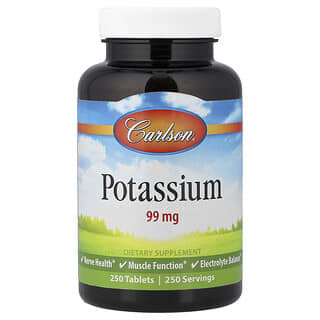 Carlson, Potassium, 99 mg, 250 Tablets