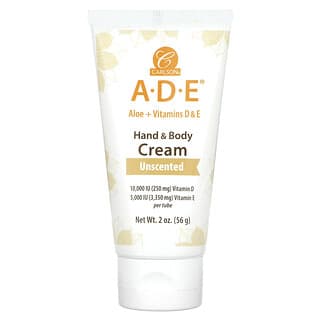 Carlson, A-D-E Hand & Body Cream, Unscented, 2 oz (56 g)