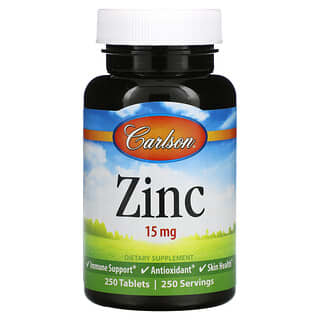 Carlson Labs, Zinco, 15 mg, 250 Comprimidos