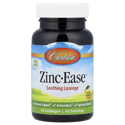 Carlson, Zinc-Ease™ Soothing Lozenges, Natural Lemon Flavor, 42 Tablets