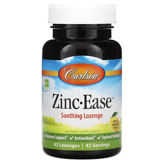 Carlson, Zinc-Ease Soothing Lozenge, Natural Lemon, 42 Lozenges