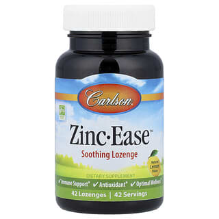 Carlson, Zinc-Ease™ Soothing Lozenge, Natural Lemon, 42 Lozenges