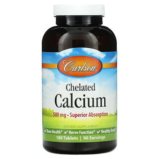 Carlson, Chelated Calcium, 250 mg, 180 Tablets