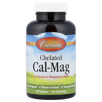 Carlson, Chelated Calcium/Magnesium, 60 Tablets