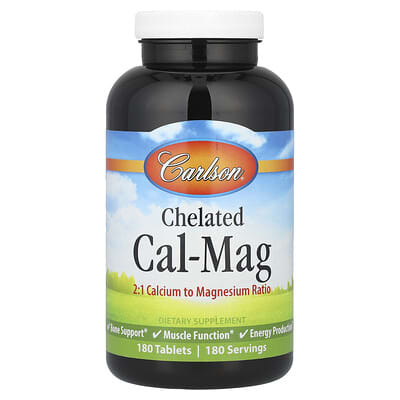 Carlson, Calcium and Magnesium Chelate, 180 Tablets
