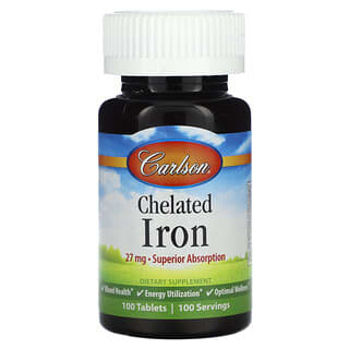 Carlson, Fer chélaté, 27 mg, 100 comprimés