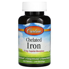Carlson, Chelated Iron, 27 mg, 250 Tablets