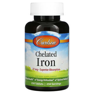 Carlson, Ferro Quelado, 27 mg, 250 Comprimidos