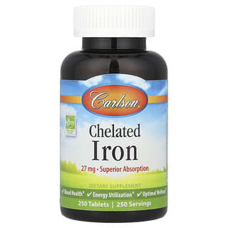 Carlson, Chelated Iron, 27 mg, 250 Tablets