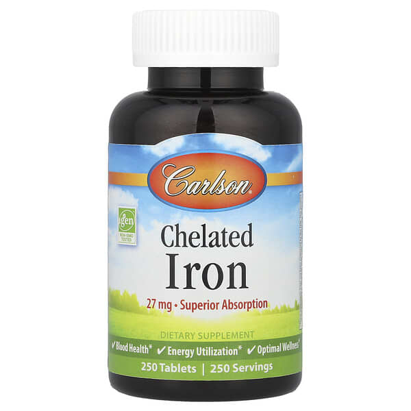 Carlson Chelated Iron, 27 mg, 250 Tablets