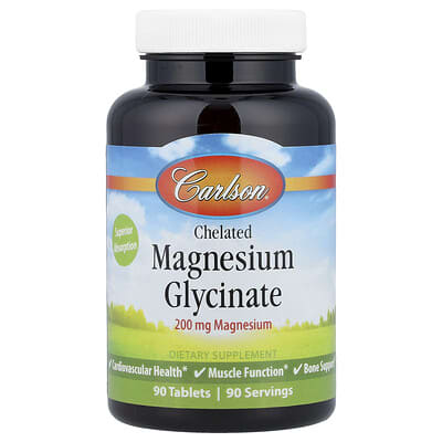 Carlson, Magnesium Glycinate Chelate, 200 mg, 90 Tablets