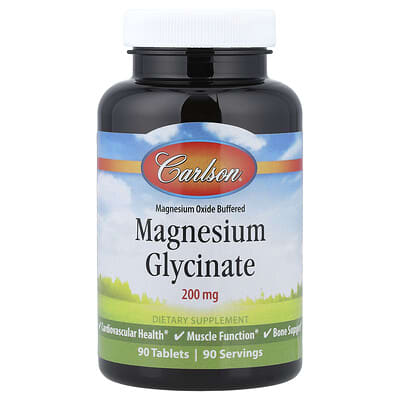Carlson, Magnesium Glycinate, 200 mg, 90 Tablets Carlson, Magnesium Glycinate, 200 mg, 90 Tablets