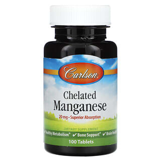 Carlson, Manganèse chélaté, 20 mg, 100 comprimés