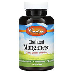Carlson, Chelatiertes Mangan, 20 mg, 250 Tabletten