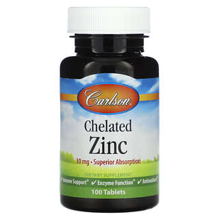 Carlson, Chelated Zinc, 30 mg, 100 Tablets