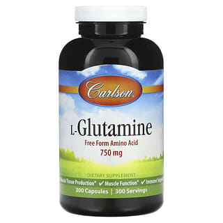 Carlson, L-Glutamina, 750 mg, 300 Cápsulas