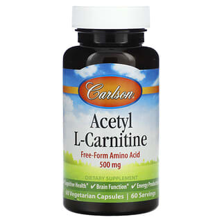 Carlson, Acetil L-carnitina, 500 mg, 60 cápsulas vegetales