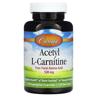 Carlson, ацетил L-карнитин, 500 мг, 120 вегетарианских капсул