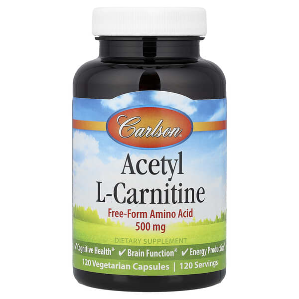 Carlson Acetyl-L-Carnitine, 500 mg, 120 Vegetarian Capsules
