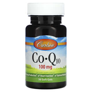 Carlson‏, "Co-Q10, ‏100 מ""ג, 30 כמוסות רכות."