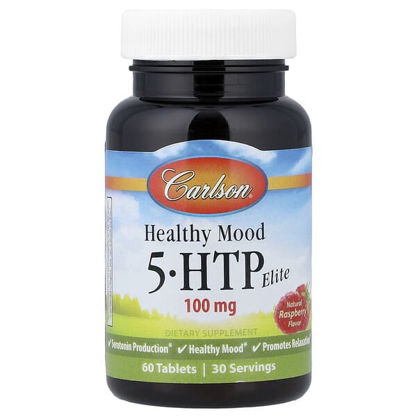 Carlson Healthy Mood, 5-HTP Elite, Natural Raspberry, 60 Tablets