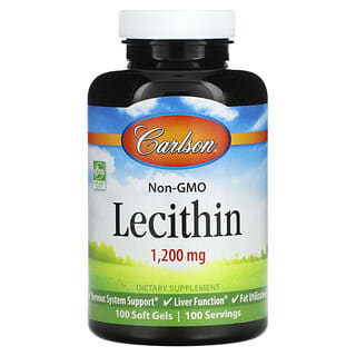 Carlson, Lecitina sin OGM, 1200 mg, 100 cápsulas blandas