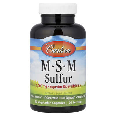 Carlson, MSM Sulfur, 90 Vegetarian Capsules