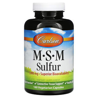 Carlson Labs, MSM Sulfur, 1000 mg, 180 cápsulas vegetarianas