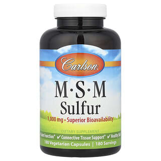 Carlson, MSM Sulfur, 1,000 mg, 180 Vegetarian Capsules