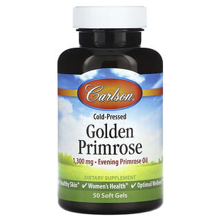 Carlson, Prímula Dourada Prensada a Frio, 1.300 mg, 50 Cápsulas Softgel