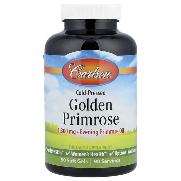Carlson Golden Primrose, Cold-Pressed, 1,300 mg, 90 Soft Gels