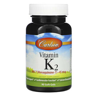 Carlson Labs, Vitamina K2 MK-7, 45 mcg, 90 cápsulas blandas
