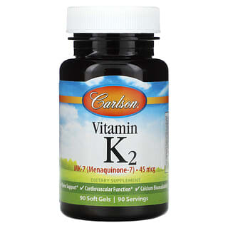 Carlson, Витамин K2 MK-7, 45 мкг, 90 мягких таблеток