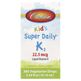 Carlson, Super Daily K2 для детей, 22,5 мкг, 10,16 мл (0,34 жидк. унций)