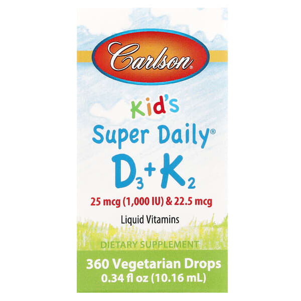 Carlson Kid's Super Daily® D3 + K2, 0.34 fl oz (10.16 ml)