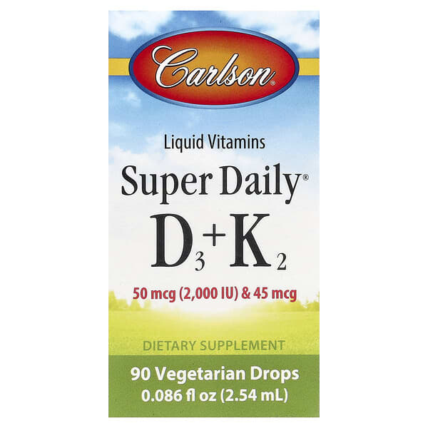 Carlson Super Daily® D3 + K2, 50 mcg (2000 IU) & 45 mcg, 0.086 fl oz (2.54 ml)