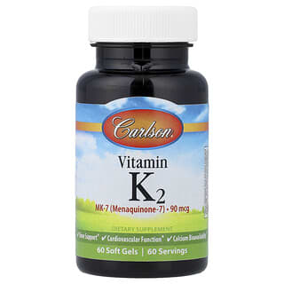 Carlson, Vitamin K2, 90 mcg, 60 Soft Gels