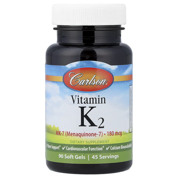 Carlson Vitamin K2, 90 Soft Gels (90 mcg per Soft Gel)