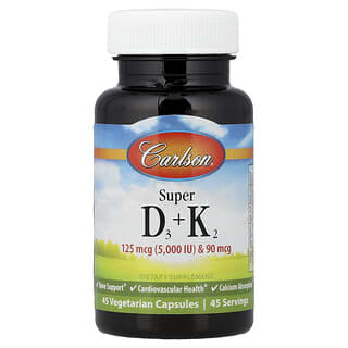 Carlson, Super D3 + K2, 45 Vegetarian Capsules