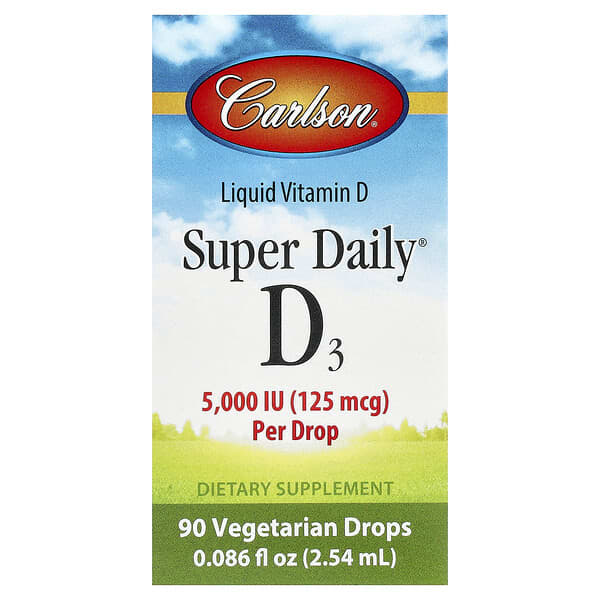 Carlson Super Daily®, D3, 125 mcg (5000 IU), 0.086 fl oz (2.54 ml)