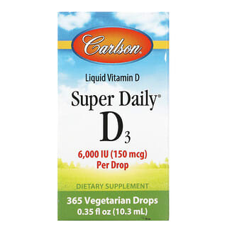 Carlson, Super Daily D3, 150 mcg (6,000 IU), 0.35 fl oz (10.3 ml)