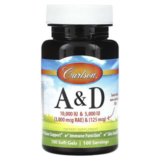 Carlson, Vitamin A & D, 100 Soft Gels