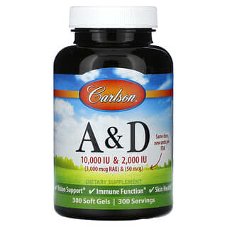 Carlson, Vitaminas A y D, 300 cápsulas blandas