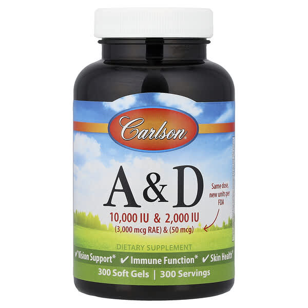 Carlson Vitamins A & D, 300 Soft Gels