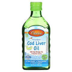 Carlson, Kids Cod Liver Oil, natürlicher grüner Apfel, 550 mg, 250 ml (8,4 fl. oz.)