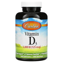 Carlson, ビタミンD3、125mcg（5,000 IU）、ソフトジェル360粒