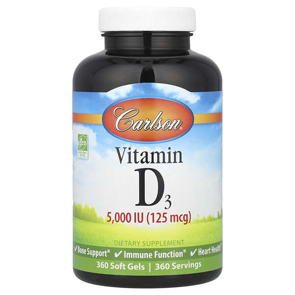 Vitamin D3, 125 mcg (5000 IU), 360 Soft Gels