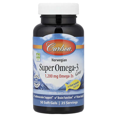 Carlson, Norwegian Super Omega-3 Gems®, 50 Softgels