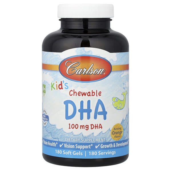 Carlson, 어린이용 츄어블 DHA, 버스팅 오렌지, 100mg, 소프트젤 180정